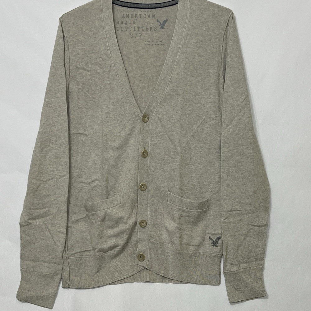 American Eagle Outfitters V-Neck 5 Button Cardigan Lightweight Women Small Gray